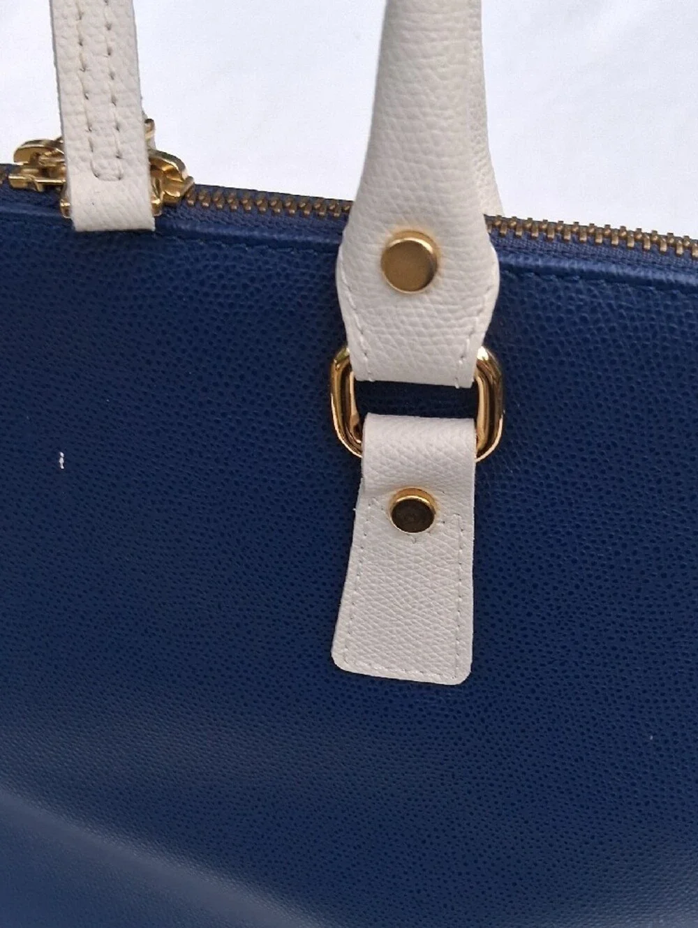 LAURO‎ Navy and Cream Structured Dome Satchel